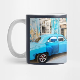 Blue Car In Old Havana, Cuba Mug